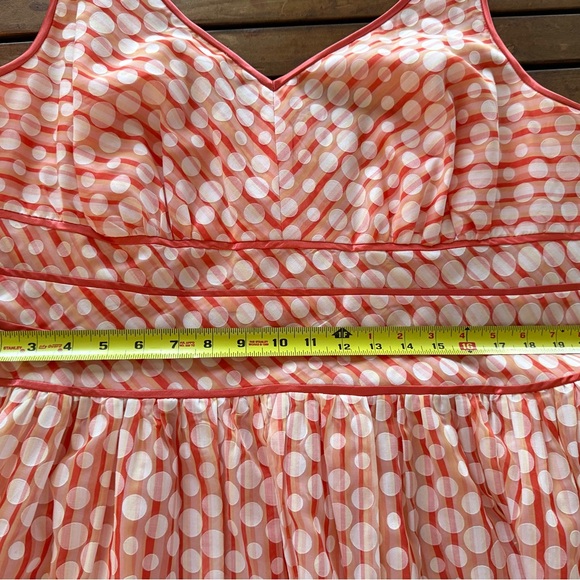 Robbie Bee 18W Coral Polka Dot Midi Dress Fit & Flare Plus Size - Picture 4 of 7